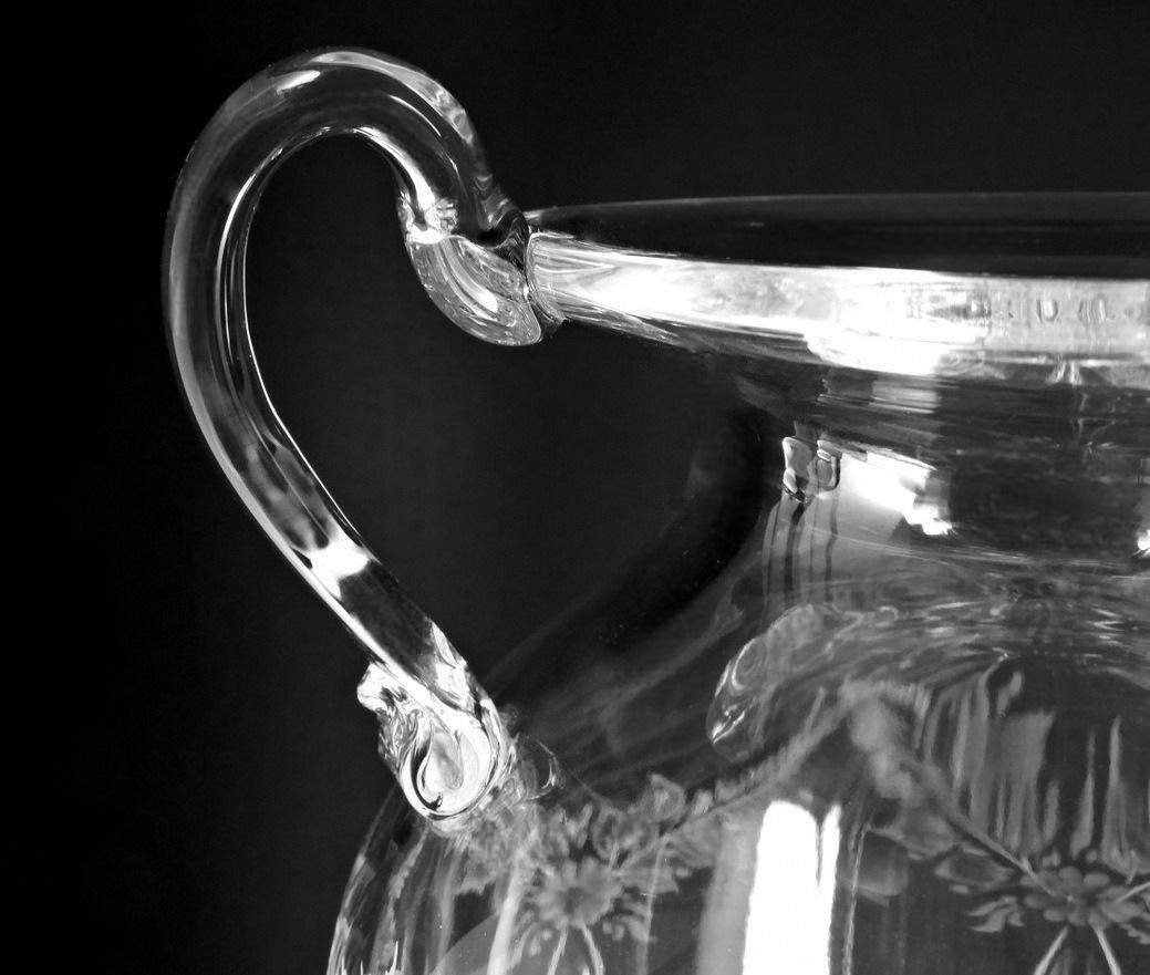 photo for sale Louis XVI Style Large Italian Crystal Amphora With Engraved And Swan Handles