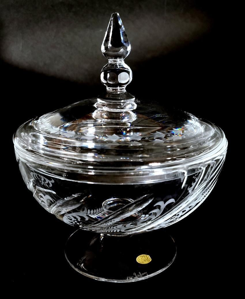 Italian Cut And Ground Crystal Table Centerpiece With Lid photo 474.0