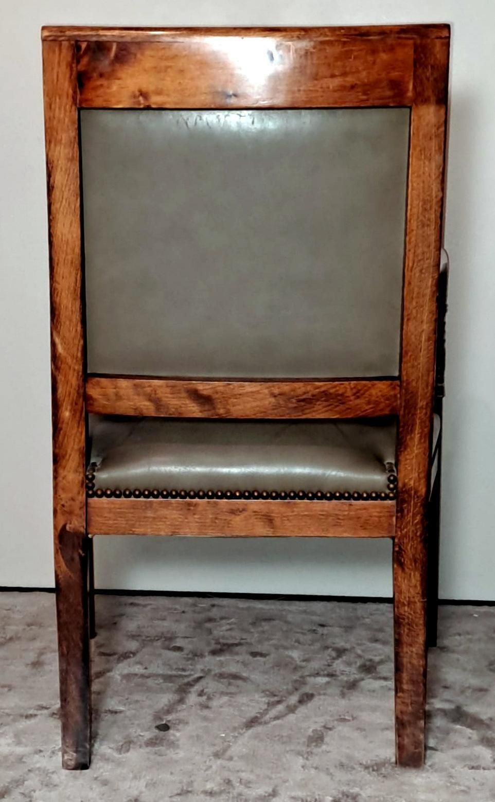 2872.0 Charles X Style Pair Of French "Antique Master" Chairs In Wood And “Cuoio” photo