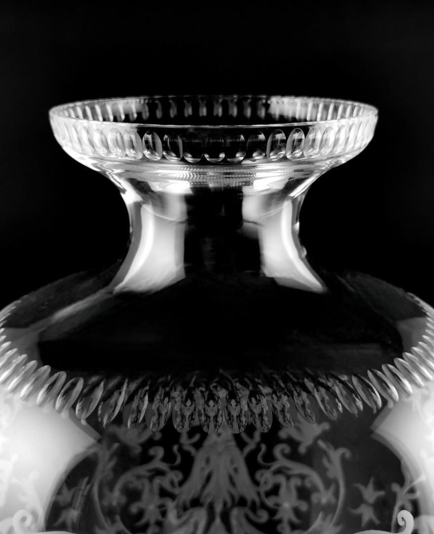photo furniture Baroque Style Large Italian Crystal Vase With Grotesque Engravings