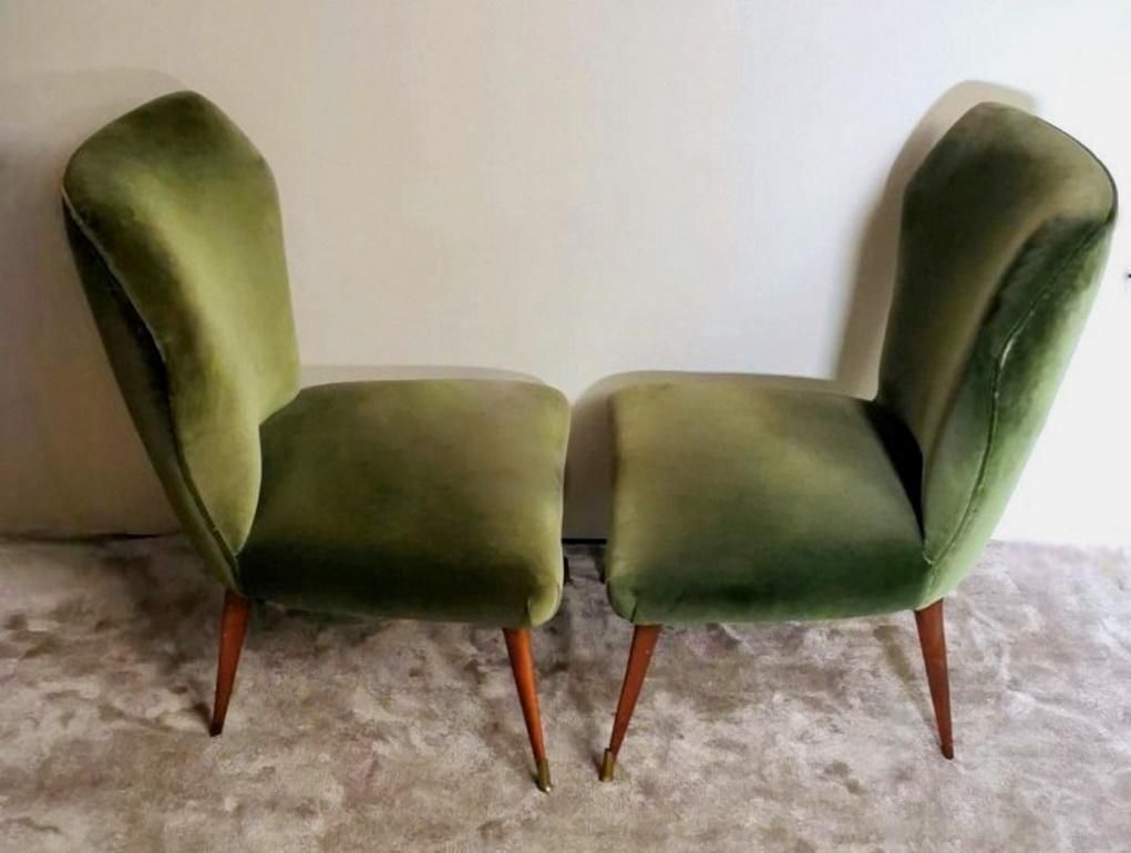 Ulrich Guglielmo Style Pair Of Vintage Italian Cotton Velvet Armchairs photo for sale