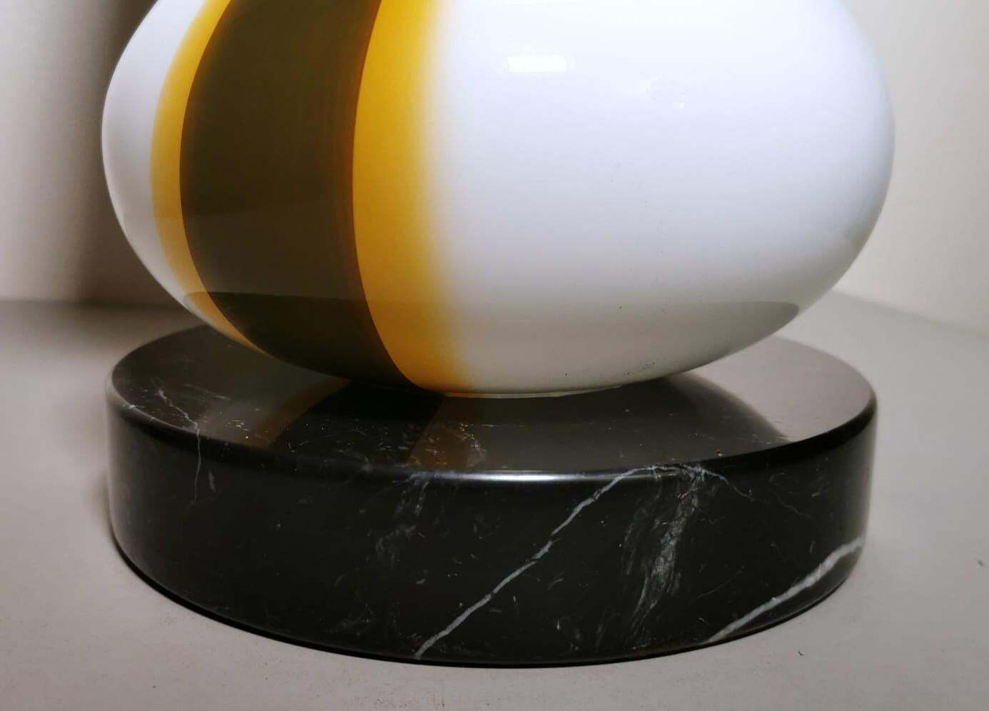 photo for sale Carlo Moretti Style Italian Space Age Lamp In Murano Glass And Marble Base