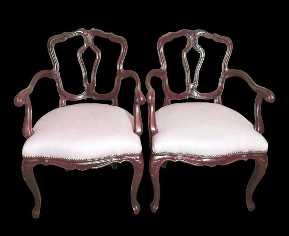 Louis Philippe Style Pair Of Chairs With Italian Armrests Model King photo Furniture