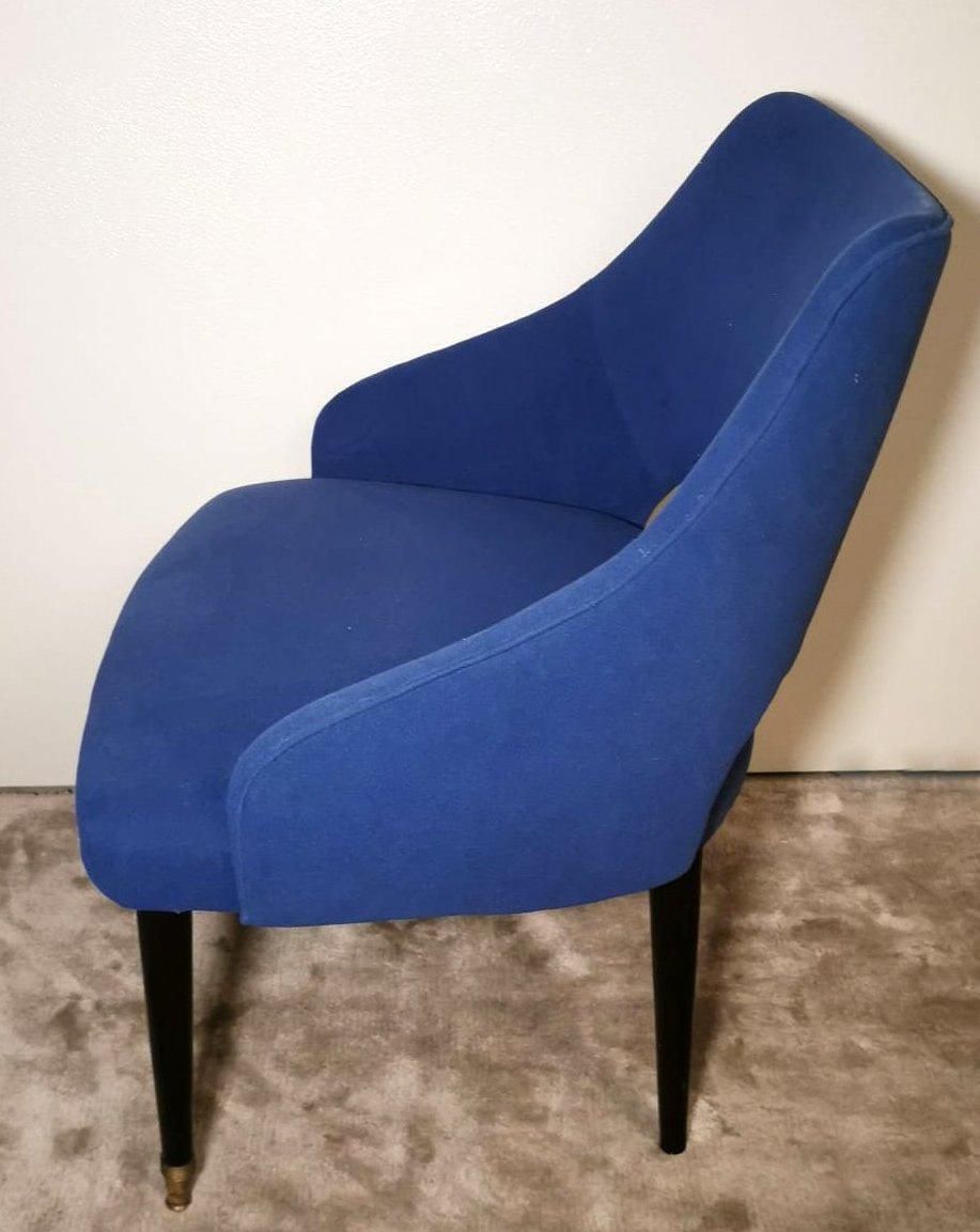 Ulrich Guglielmo Style Pair Of Vintage Italian Blue Alcantara Armchairs photo vintage