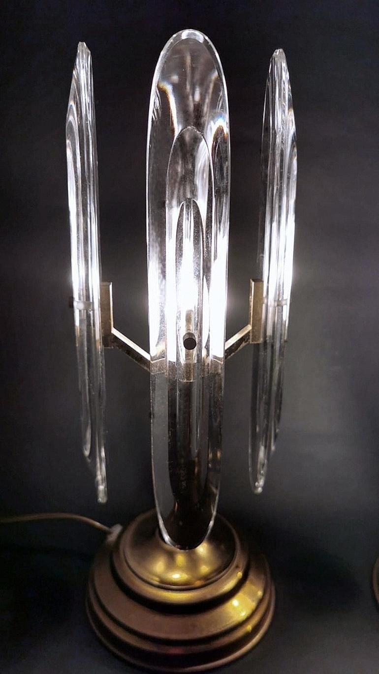 photo buy Sciolari Gaetano Pair Of Italian Table Lamps In Brass And Crystal