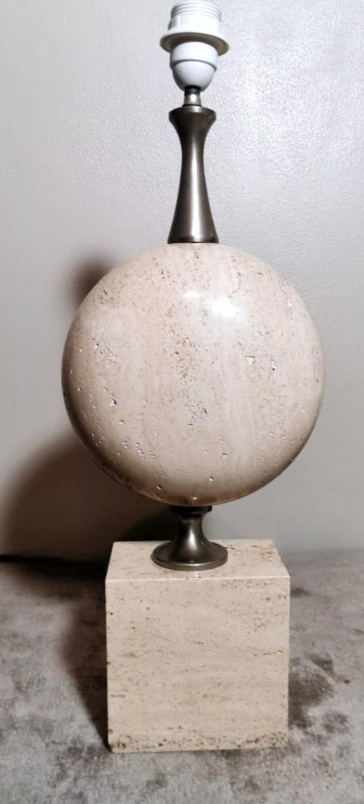 Philippe Barbier Designer Modern French Lamp In Travertine (Without Lampshade) photo furniture
