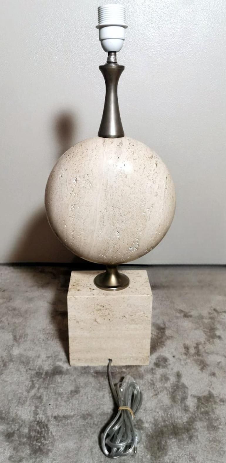 Philippe Barbier Designer Modern French Lamp In Travertine (Without Lampshade) photo 1563.0