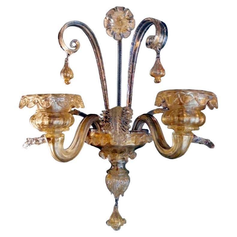 Murano Glass Wall Sconce Italian Art Nouveau Style Blown Glass And Gold