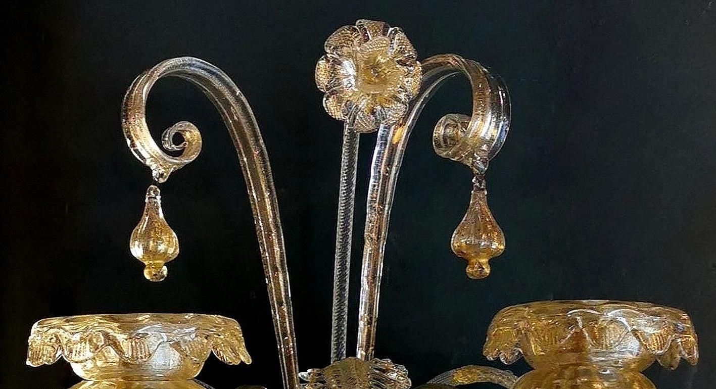 Murano Glass Wall Sconce Italian Art Nouveau Style Blown Glass And Gold photo vinterior
