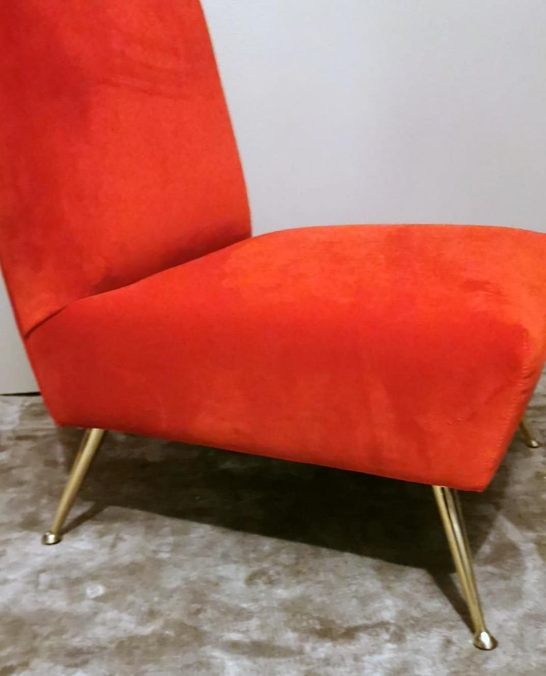 photo furniture Zanuso Marco Style Italian Armchair With Red Velvet