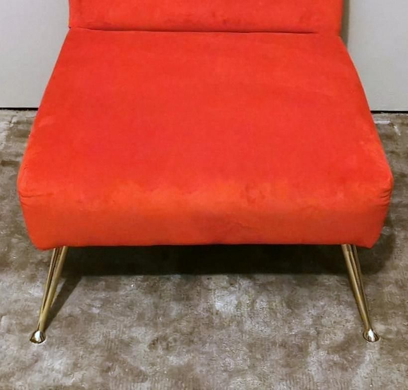 Furniture Zanuso Marco Style Italian Armchair With Red Velvet photo