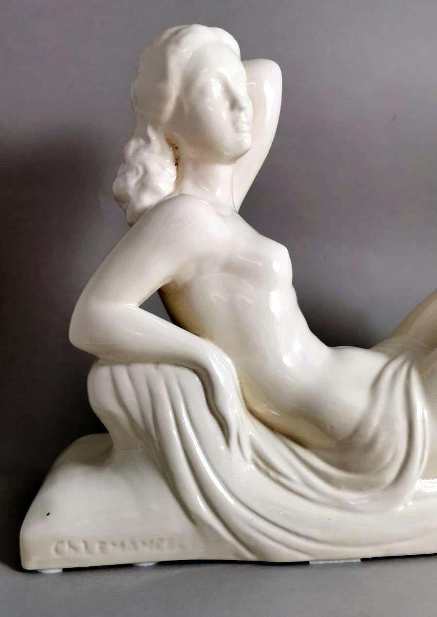 photo for sale Art Deco French Ceramic Sain Clement Statue Of Charles Lemanceau