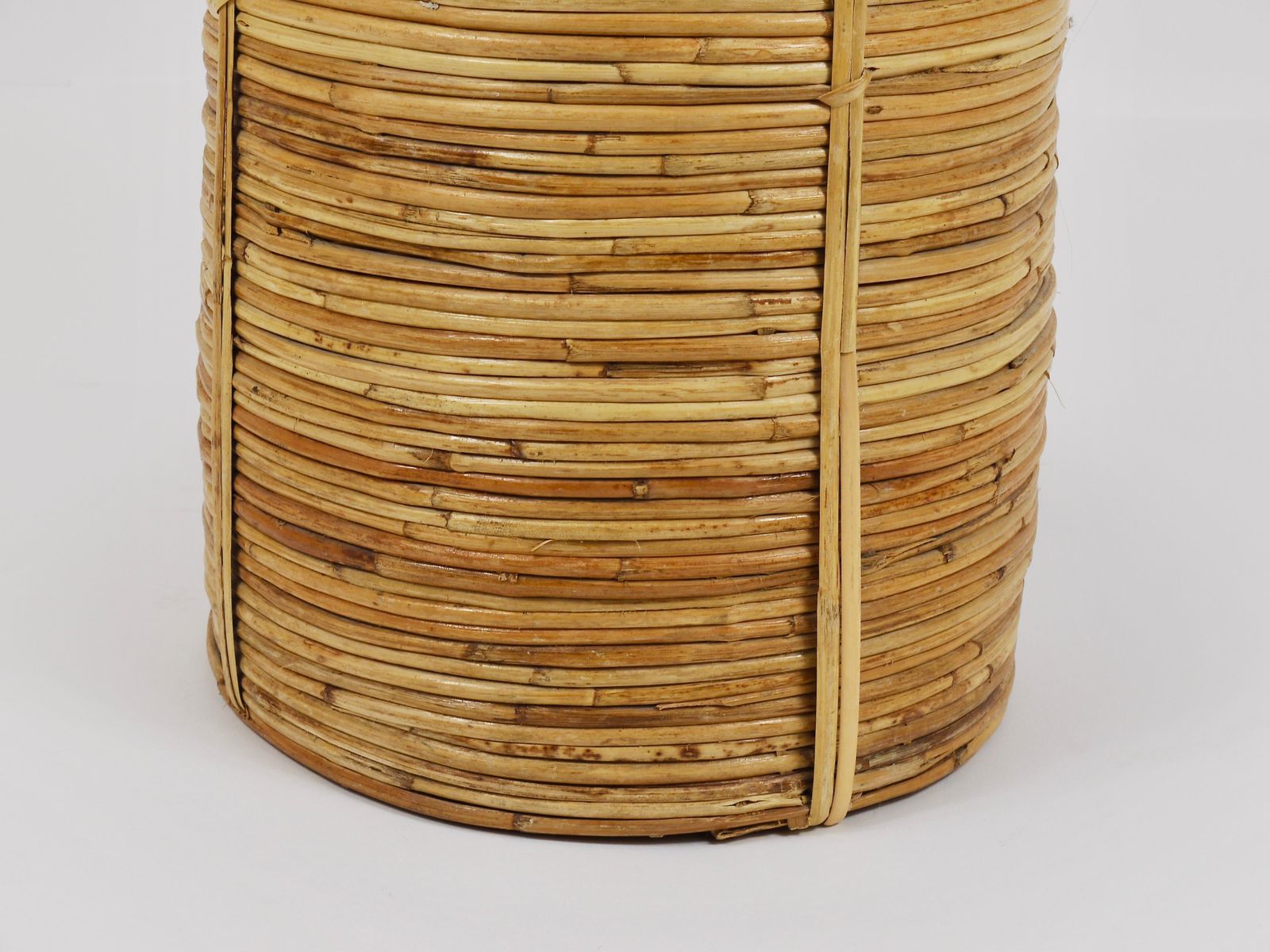 photo vintage Gabriella Crespi Style Bamboo & Brass Paper Basket Umbrella Stand, Italy, 1970s
