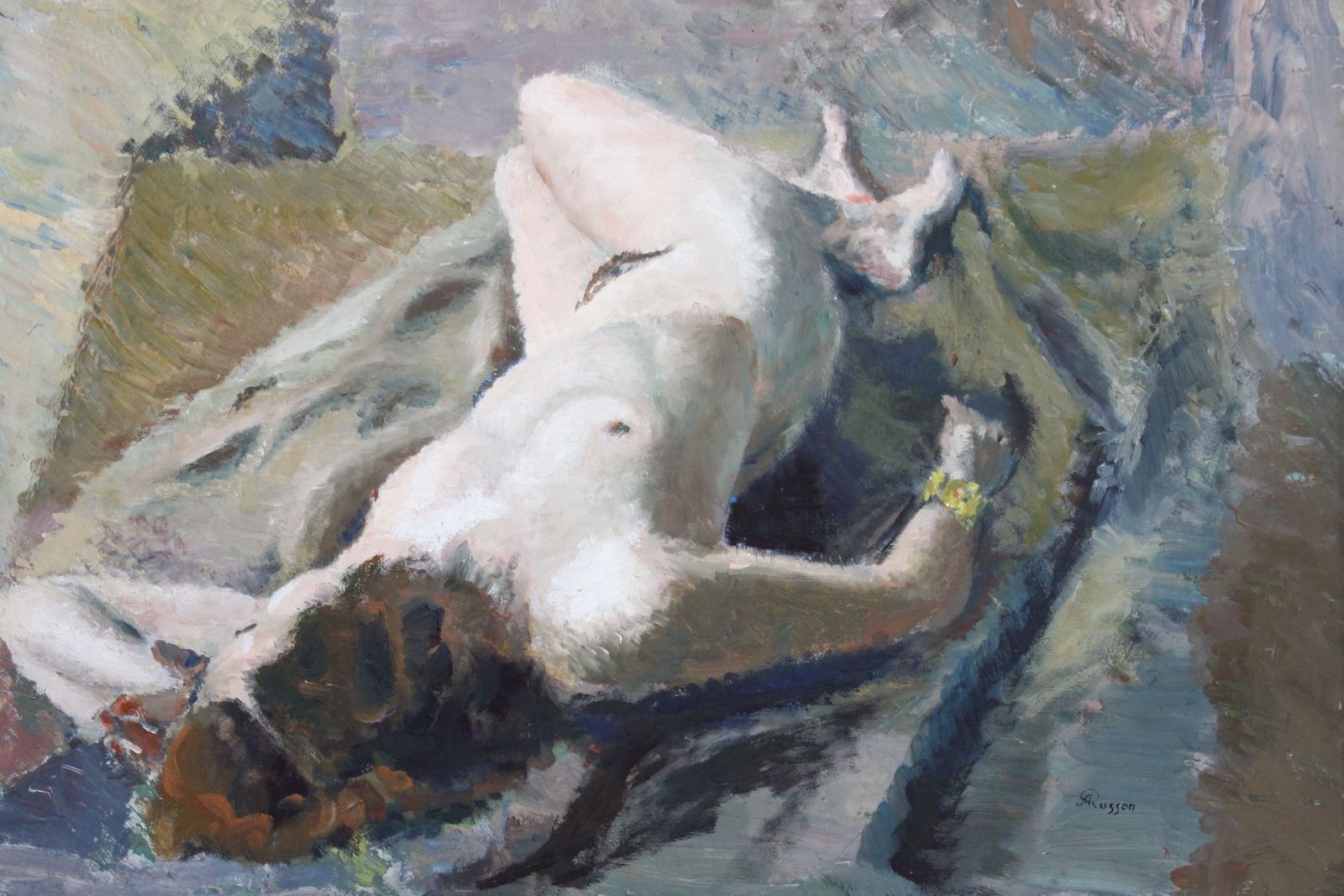 Agatha Russon Oil Painting Female Nude . photo furniture