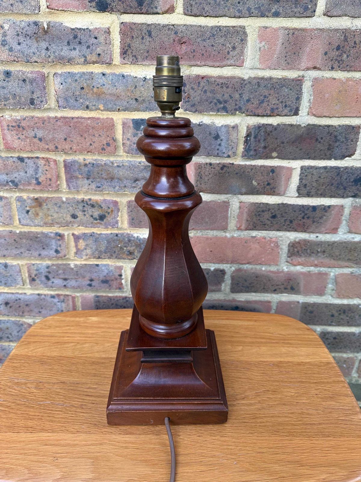 Chunky Wooden Vintage Retro Table Lamp   Working, Pat Tested 43cm Tall photo vintage