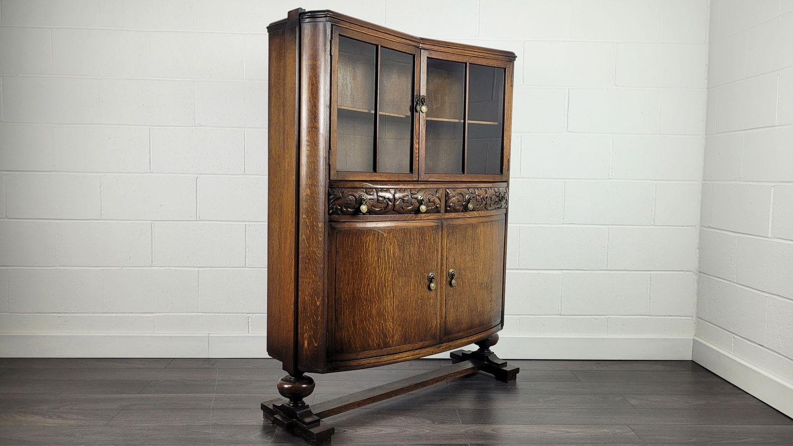 Ercol Glazed Display Cabinet Unit, 40s photo vintage