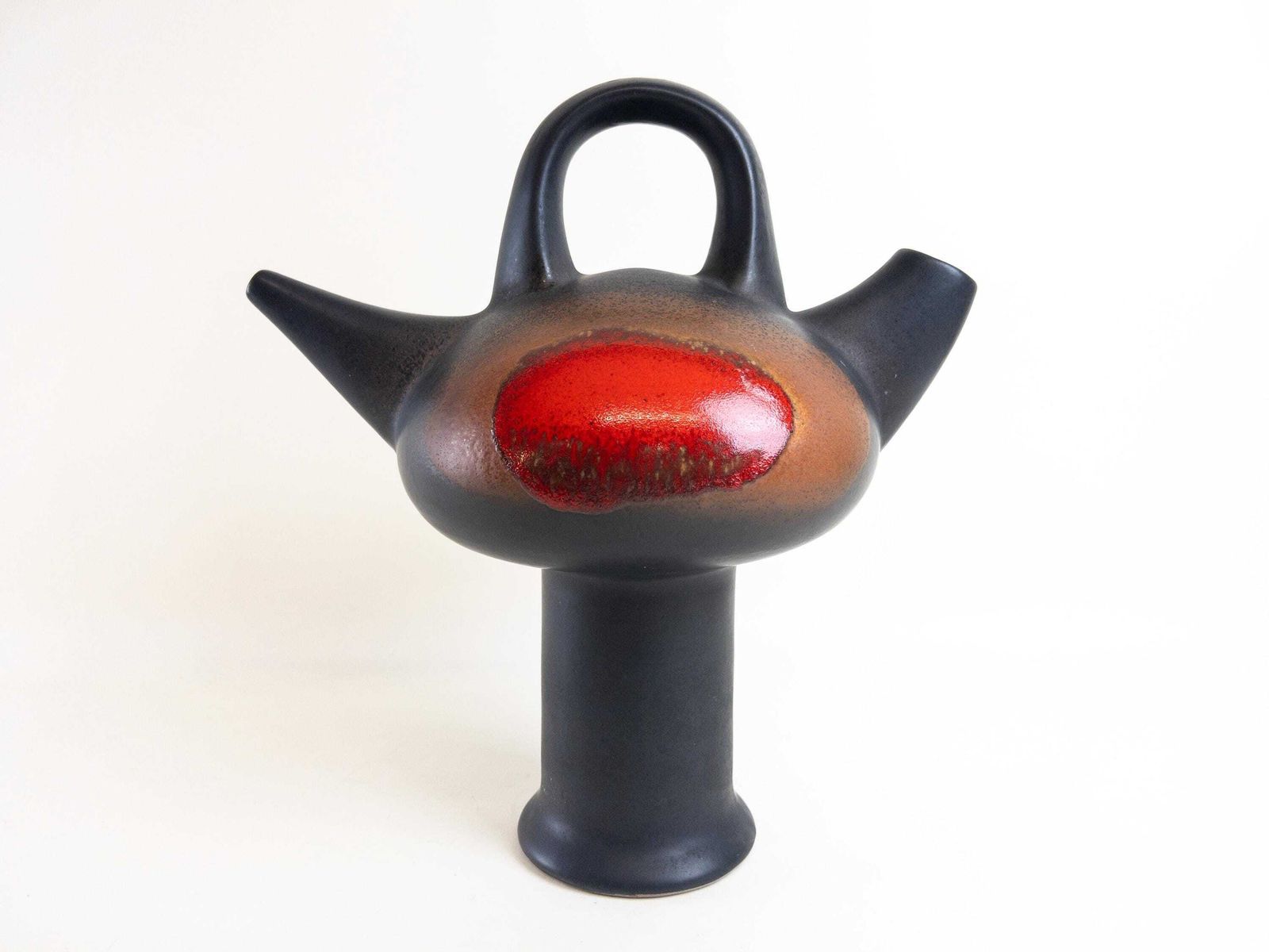 Swiss Studio Pottery   Unique Ceramic Vase From Switzerland   Water Vessel   Watering Can   Bauhaus & Modernist Tradition