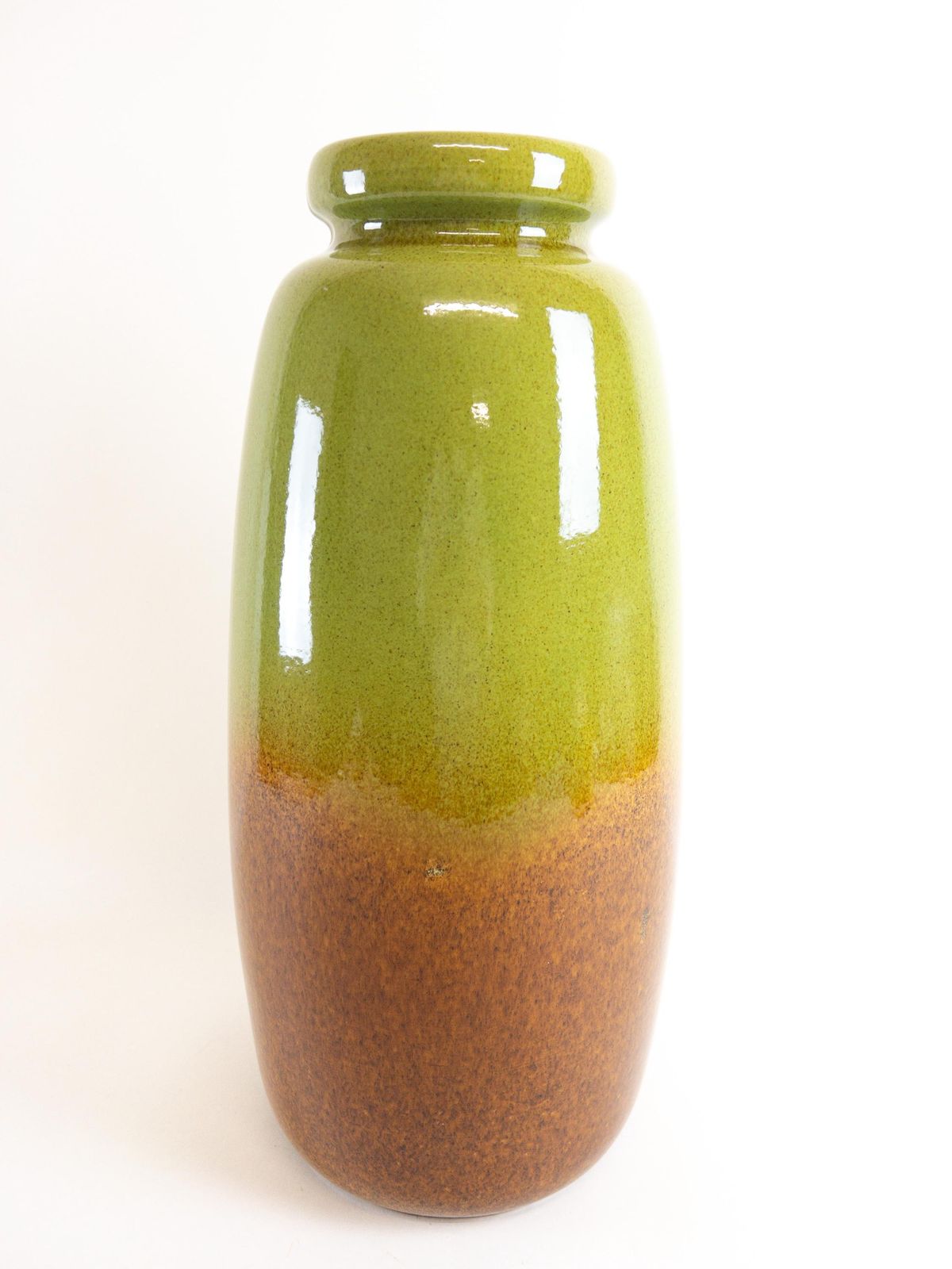 Xl West German Pottery Floor Vase By Scheurich   Green And Beige Earthy Vase   Scheurich 284 47 photo vinterior