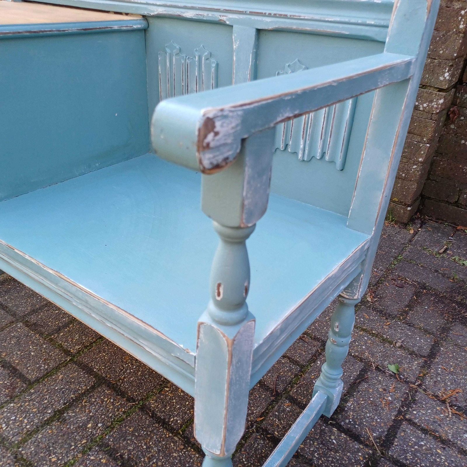 photo furniture Beautiful Vintage Mid Century Telephone Bench Table Hand Painted Upcycled Stripped Top