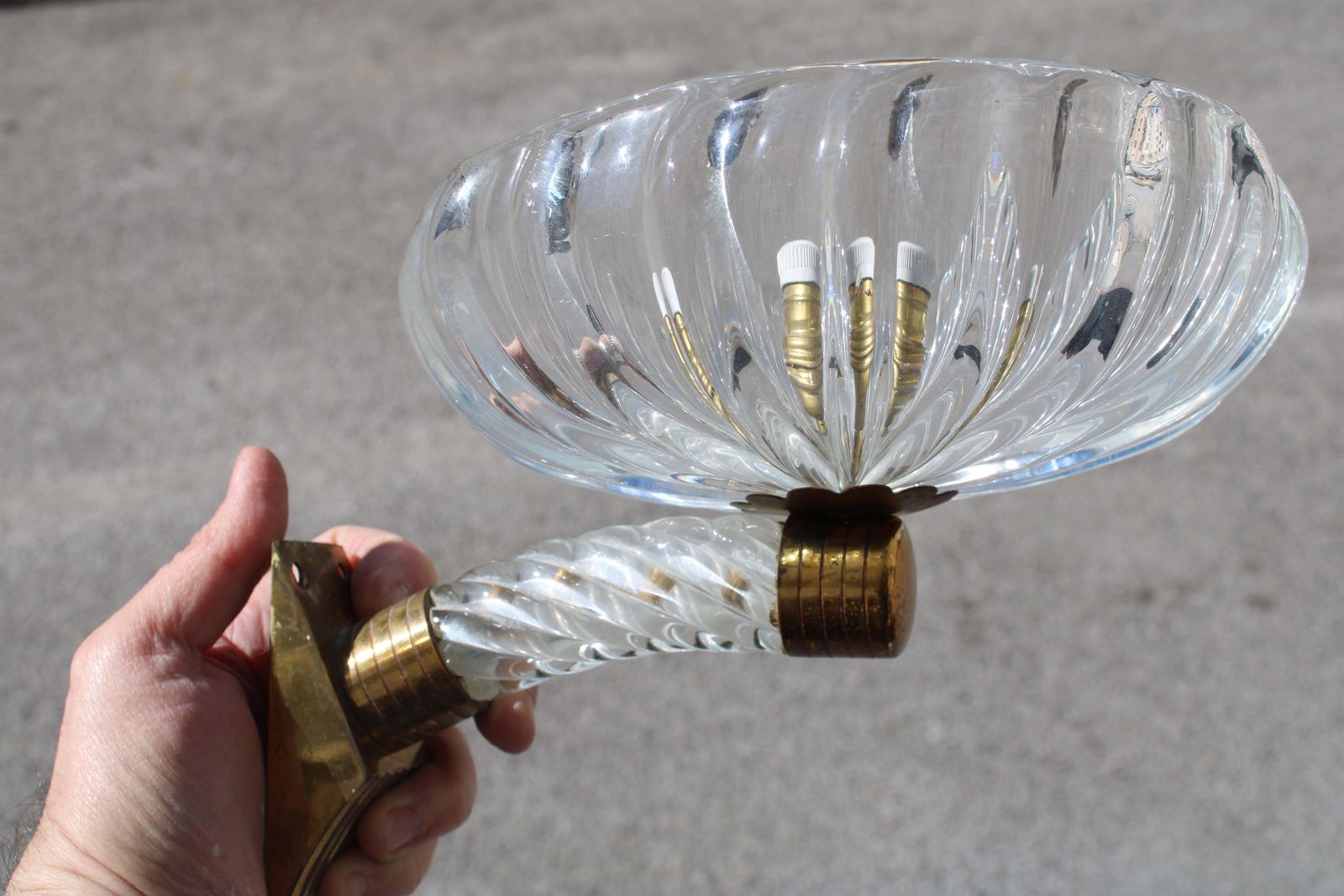 Pair Of Barovier 1940 Murano Wall Lamps Brass Parts photo furniture