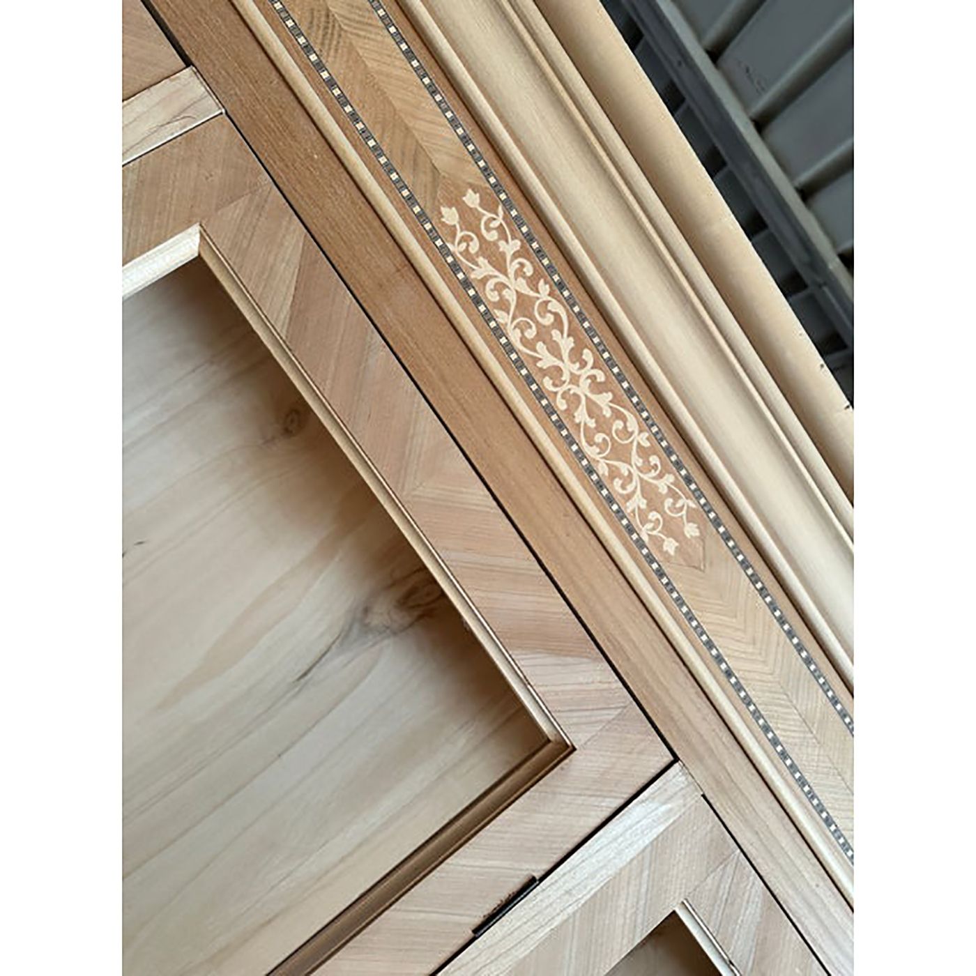 Walnut Cupboard With Cherry Inlays In Natural Raw Wood photo buy