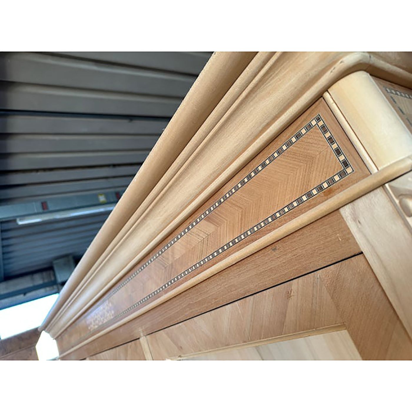 Walnut Cupboard With Cherry Inlays In Natural Raw Wood photo vintage
