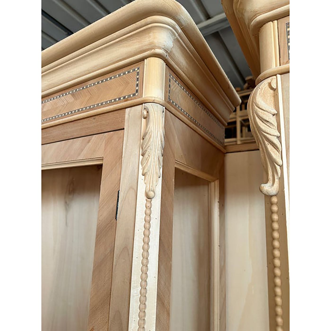 Furniture Walnut Cupboard With Cherry Inlays In Natural Raw Wood photo