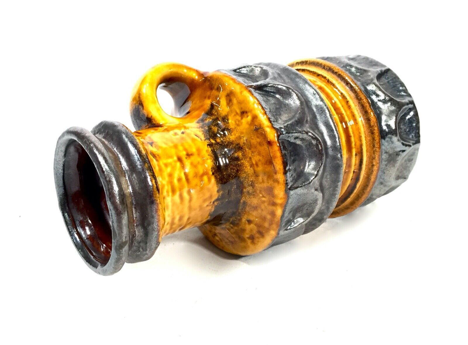 Vintage West German Pottery Fat Vase Carstens Tonnieshof Yellow 1970s Retro photo vinterior