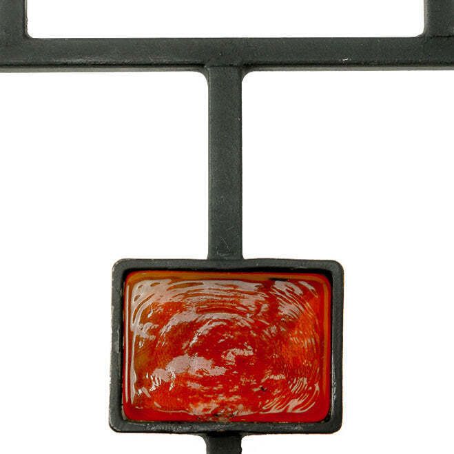 Gunnar Ander Pair Of Red Glass And Wrought Iron Candelabra photo buy