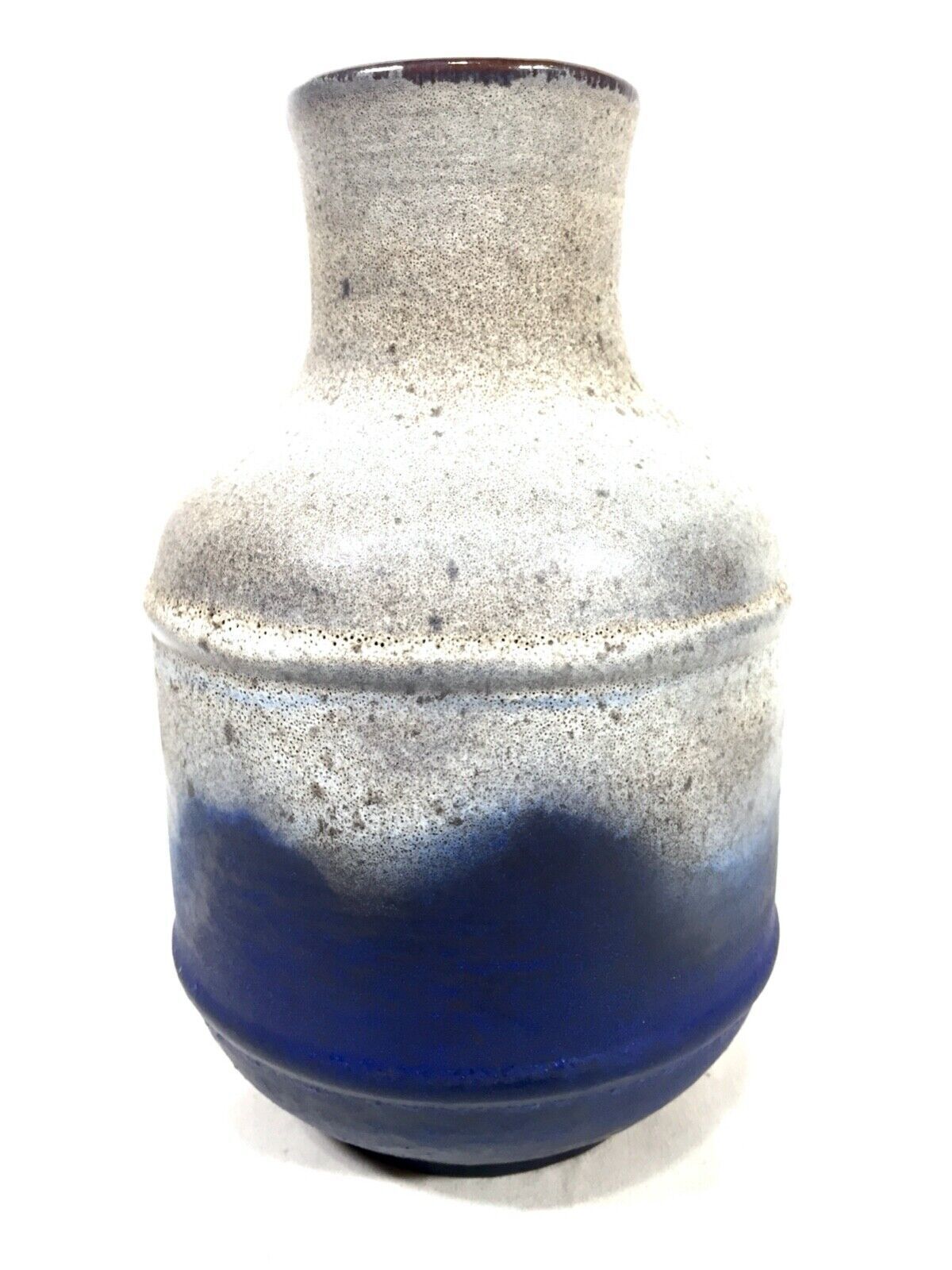 Vintage West German Pottery Fat Lava Vase / Jug / Blue photo for sale