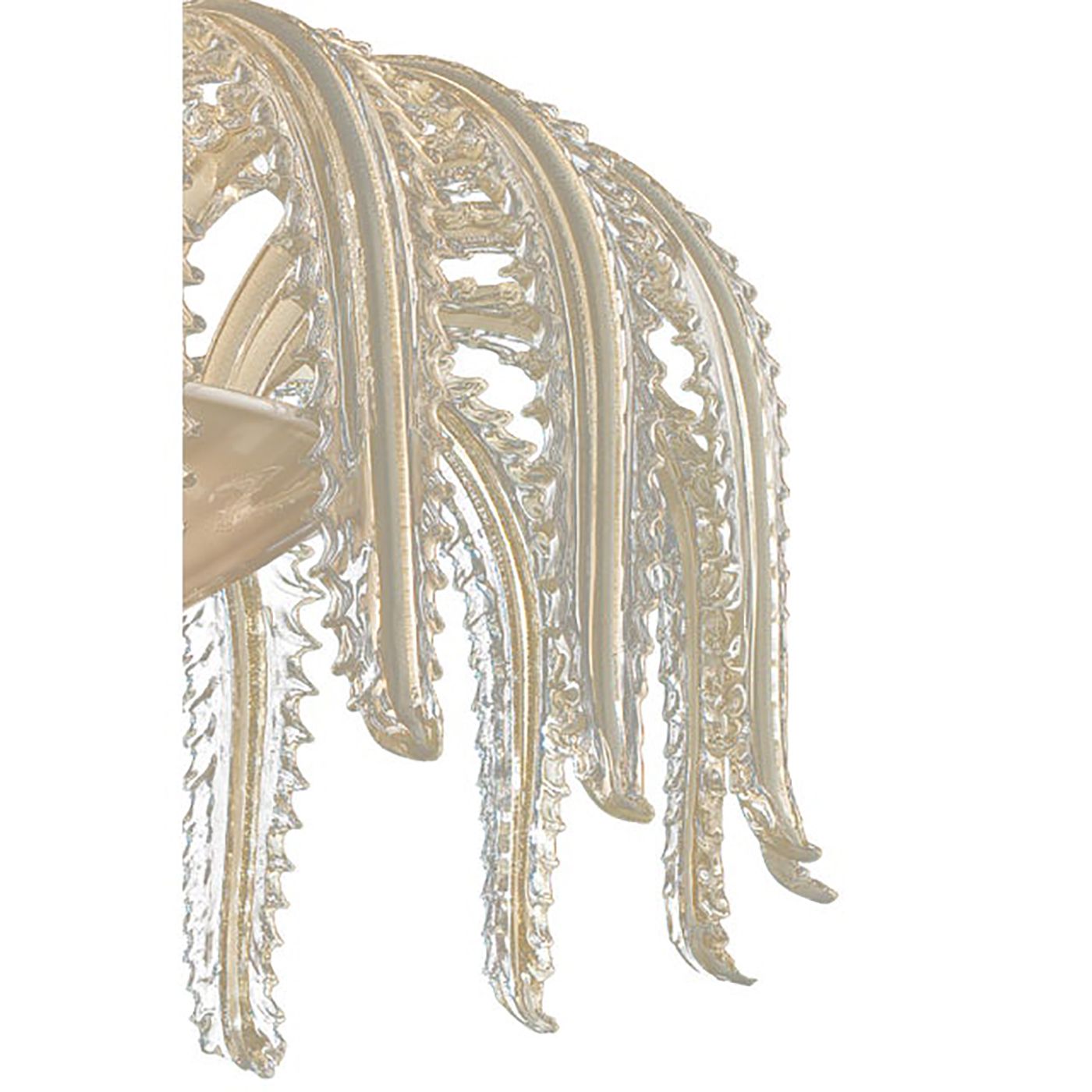 Contemporary Venetian White And Gold Leaves Murano Style Glass Chandelier photo vinterior