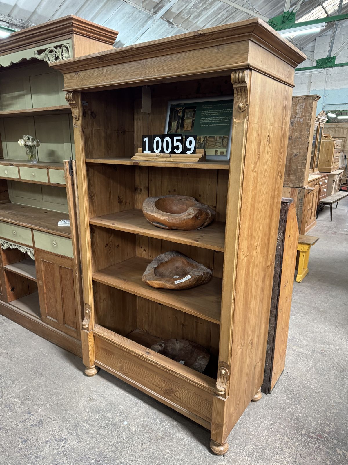 A Beautiful Waxed Open Antique Pine Bookcase, Lovely Deep Shelves photo furniture