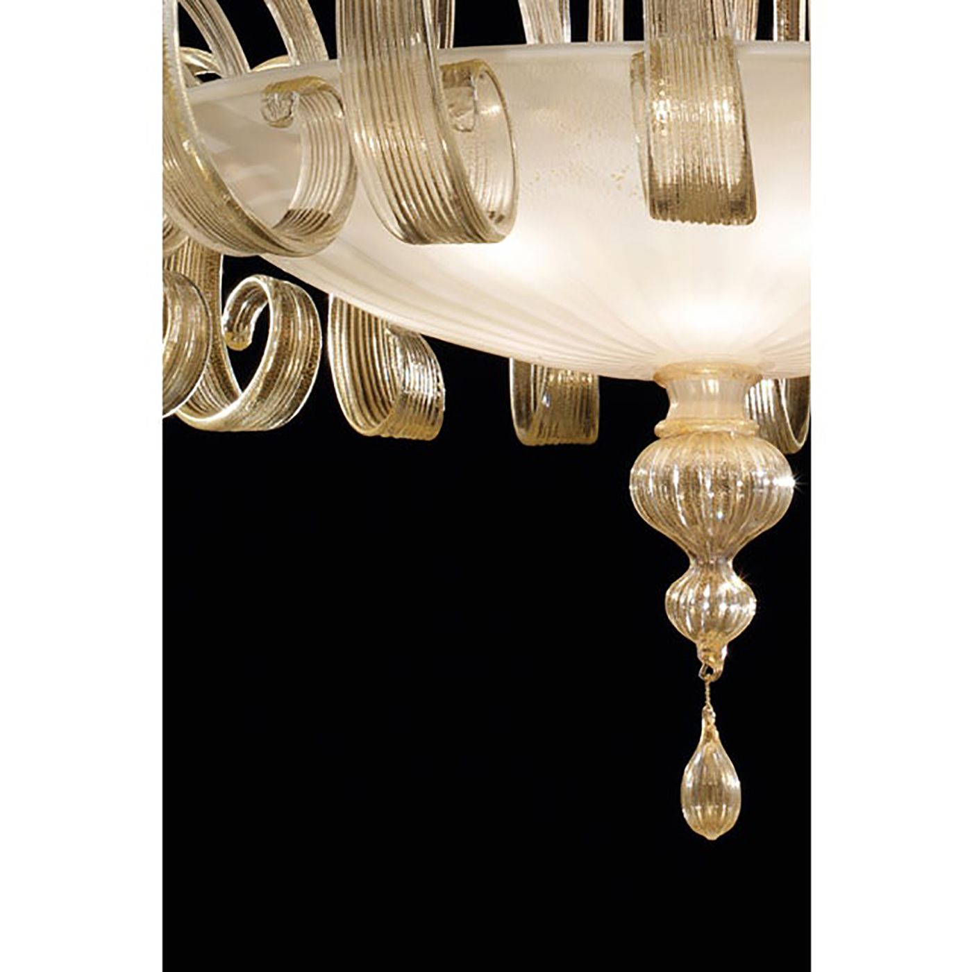Venetian White And Gold Murano Style Glass Chandelier photo buy