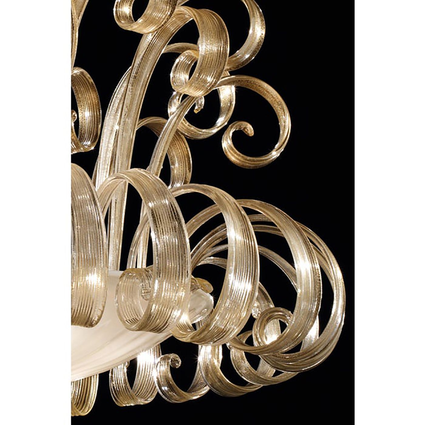 Venetian White And Gold Murano Style Glass Chandelier photo vintage