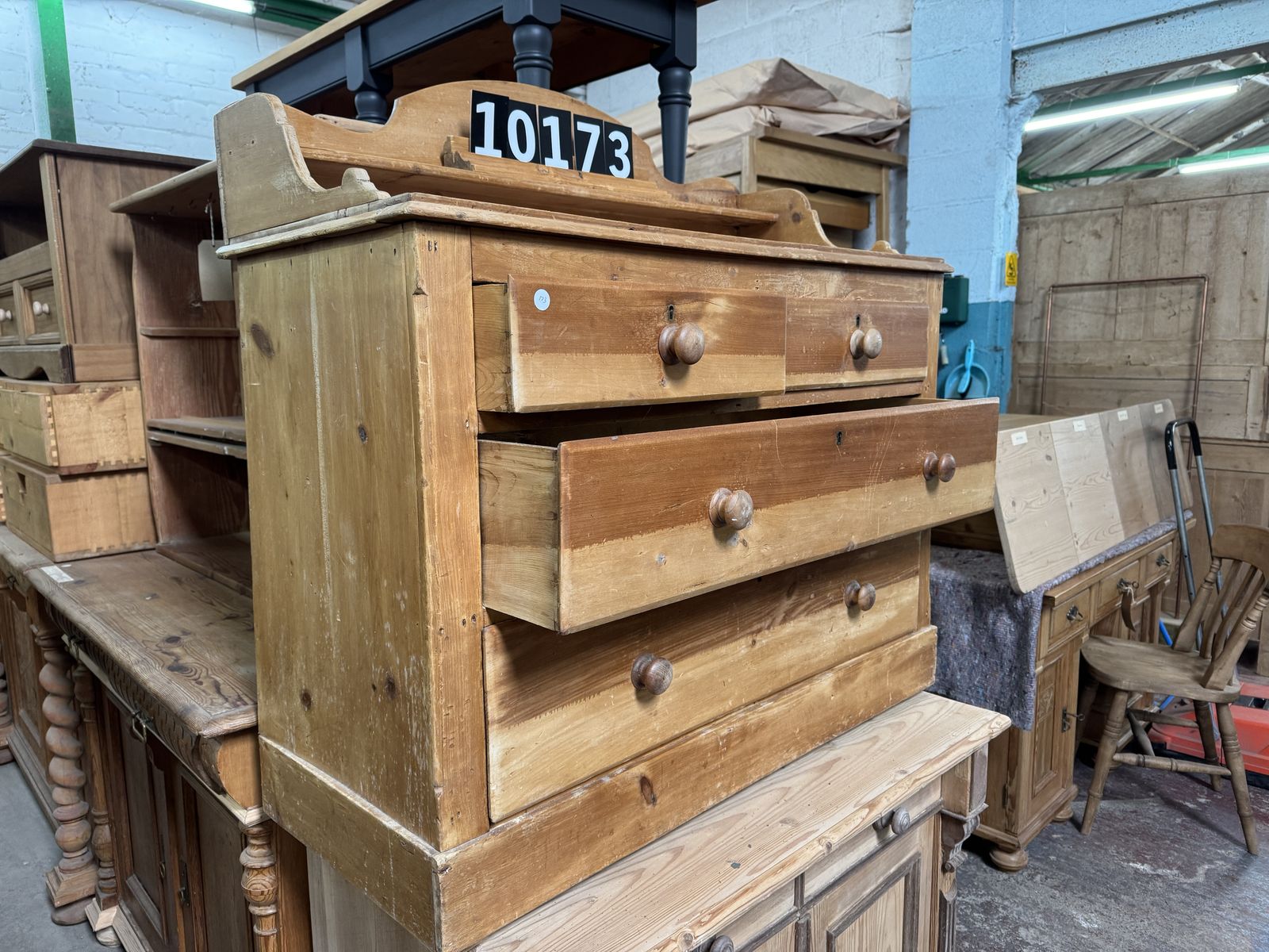 Old English Chest Of Drawers With Splashback Top photo for sale