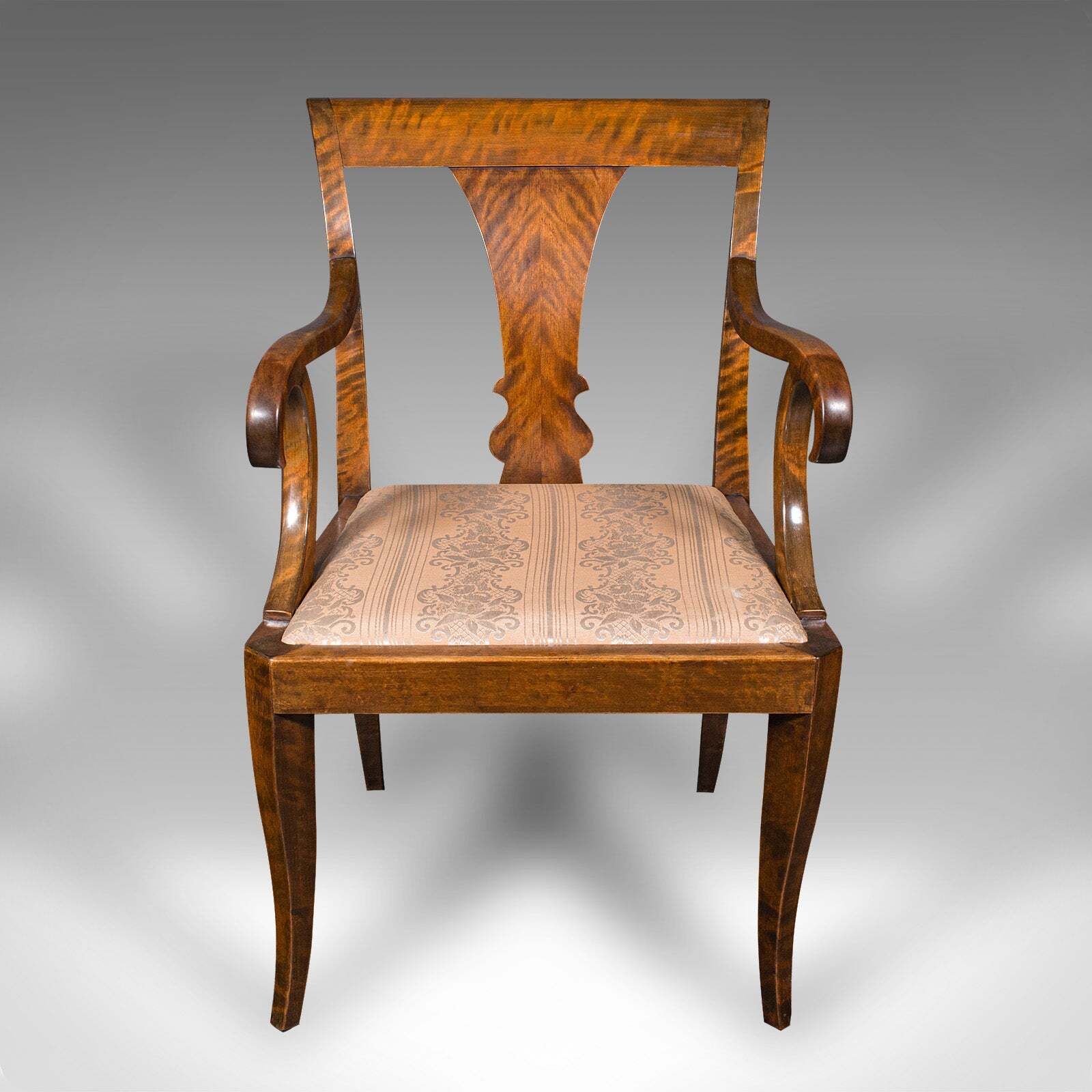 Vintage Elbow Chair, Continental, Satinwood, Seat, Biedermeier Taste, Art Deco photo furniture