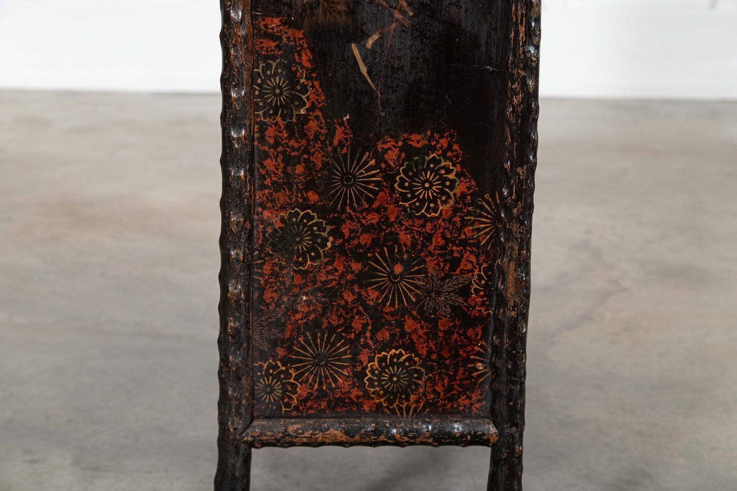 3393.0 19th English Faux Bamboo Lacquered Glazed Cabinet photo