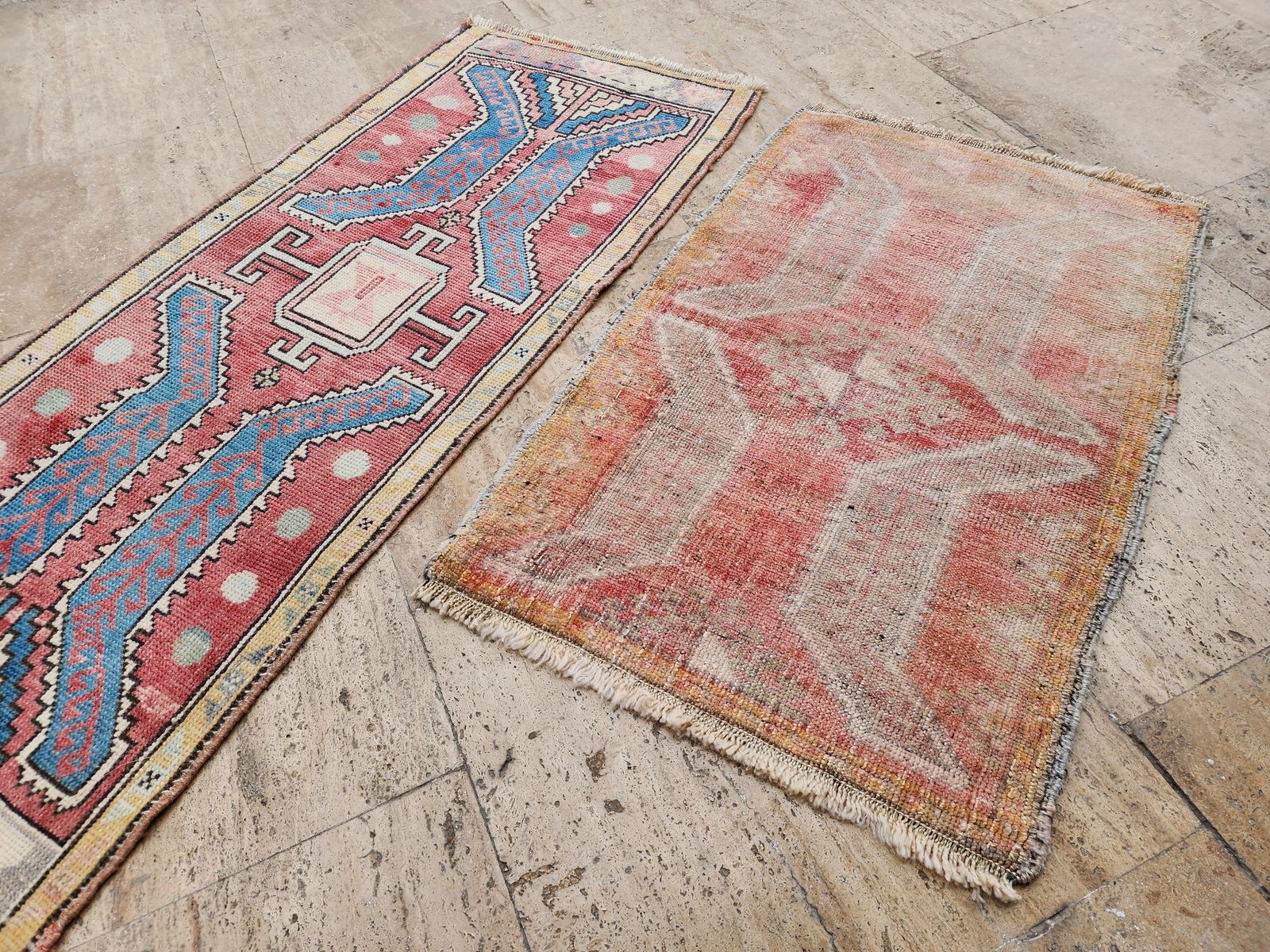 Small Faded Turkish Oushak Rug   Set Of Two photo vintage
