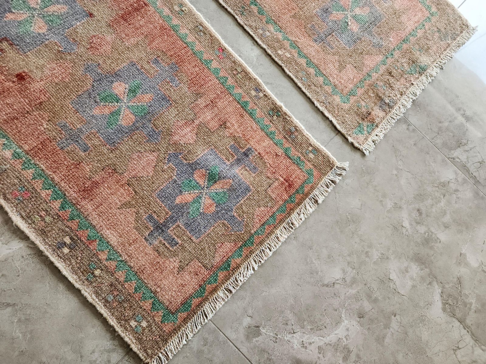1960s Small Traditional Oriental Style Turkish Rug   Set Of 2 photo vintage