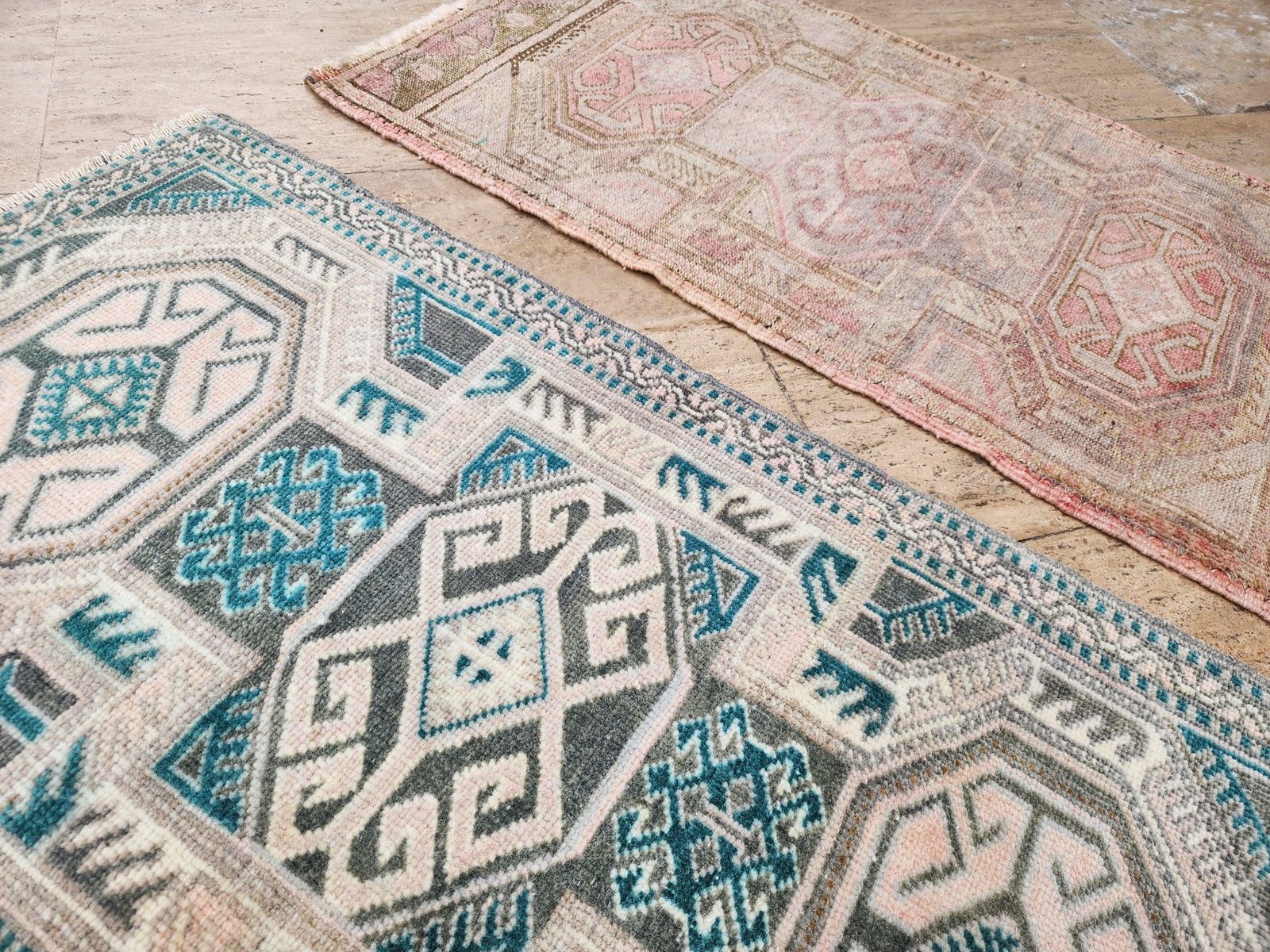 1980s Petite Turkish Hand Knotted Wool Rugs   A Pair photo for sale