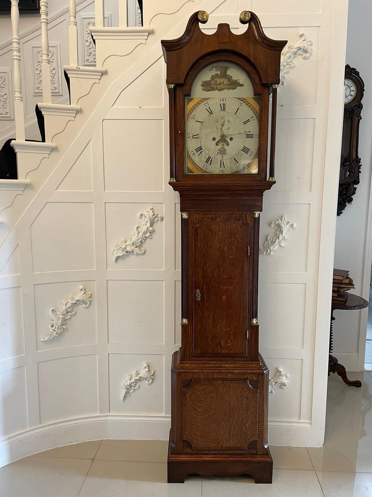 Antique 19th Century Quality 8 Day Oak Longcase Clock By Walker Of Nantwich