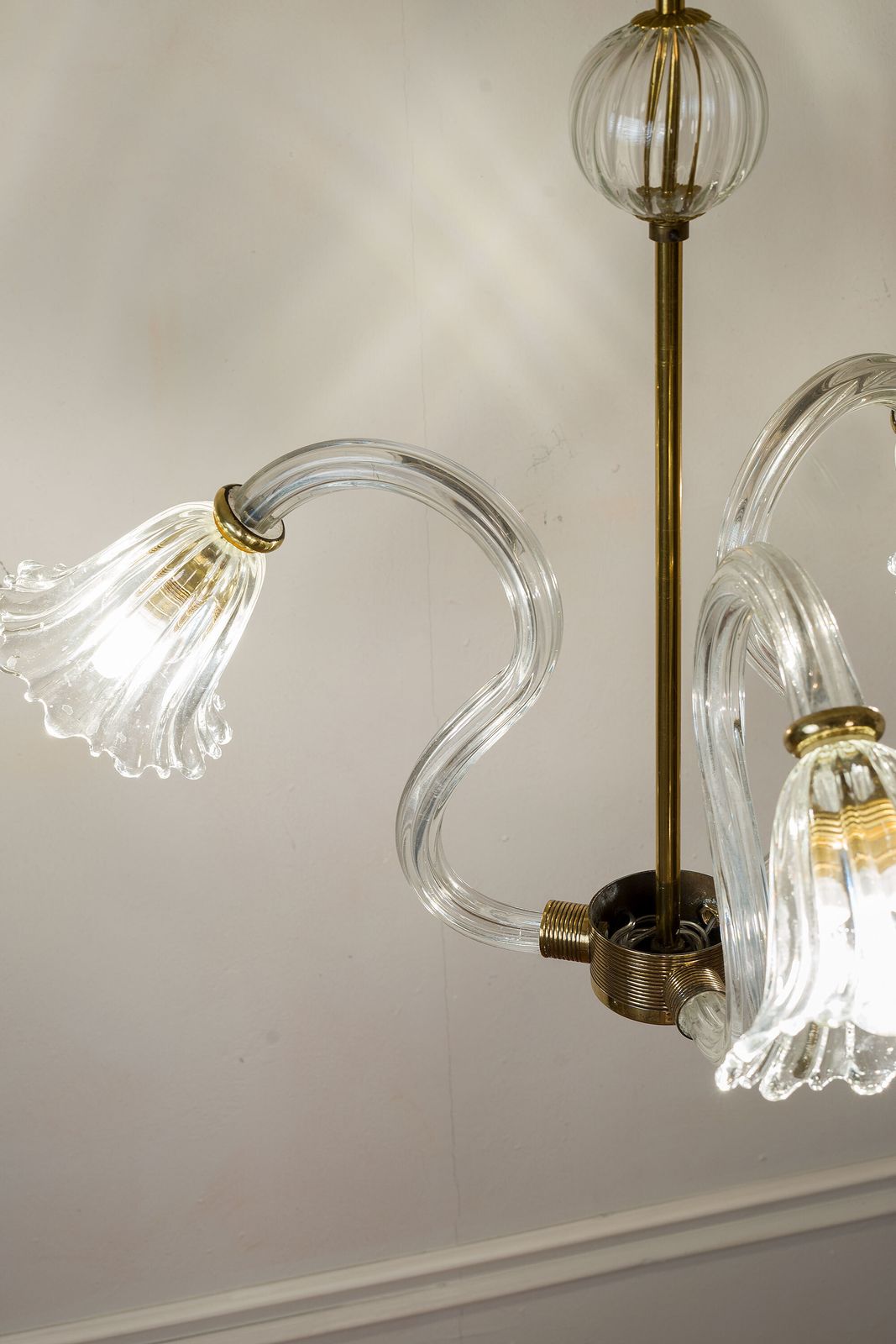 Vintage Murano Glass Chandelier By Barovier & Toso, Three Light. photo buy