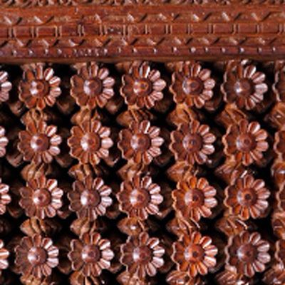 Antique Rajasthani Hand Carved Wall Panel Frame | Early 1900s Indian Hardwood Jali With Floral Latticework photo for sale