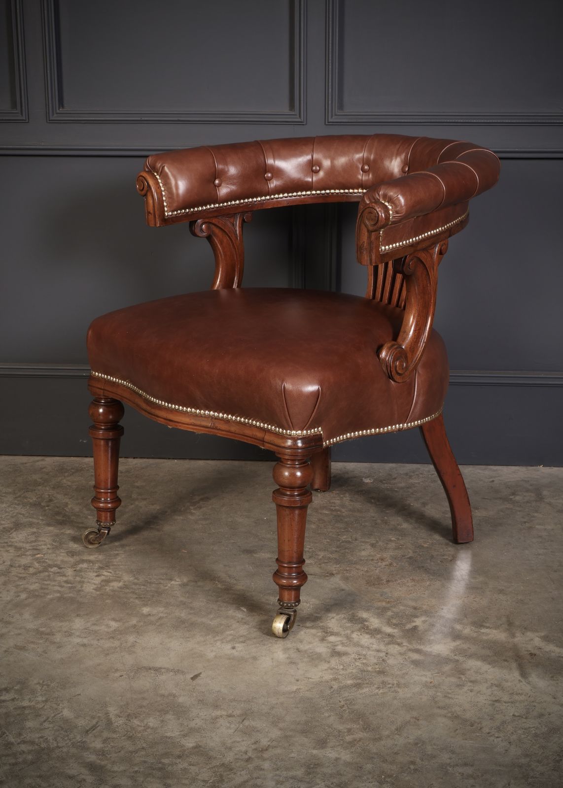 photo buy Pair Of Victorian Mahogany & Leather Captains Desk Chairs