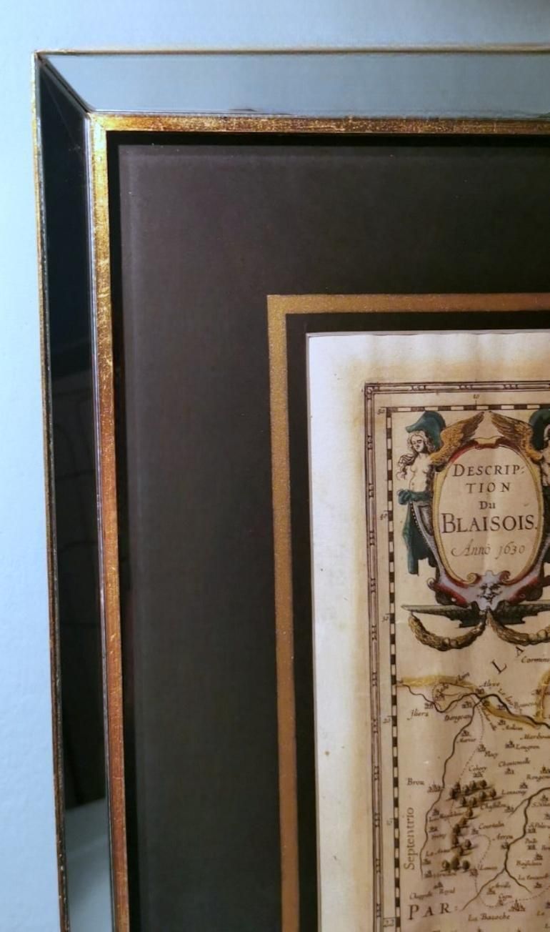 Dutch Print “Description Du Blaisois” In Italian Frame With Mirrors photo vintage
