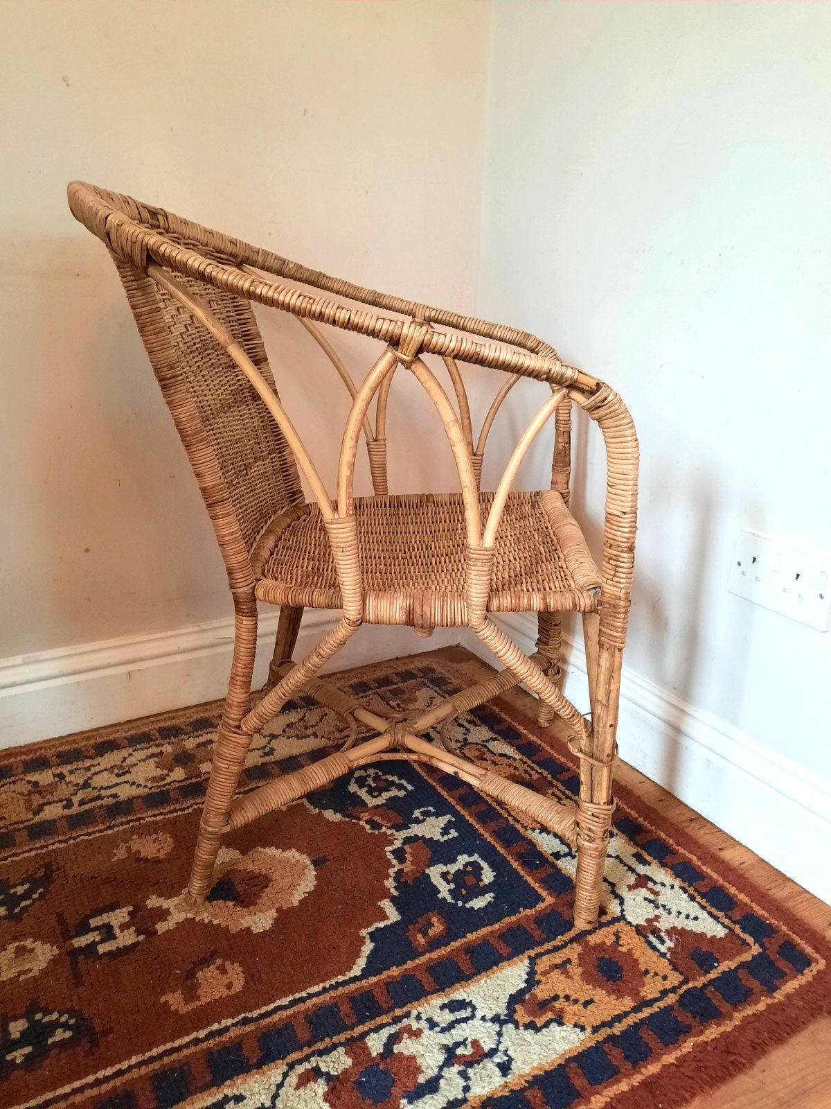 Antique Vintage Art Deco Era Cane Work Conservatory Chair By "Perart" Circa 1921 photo vinterior