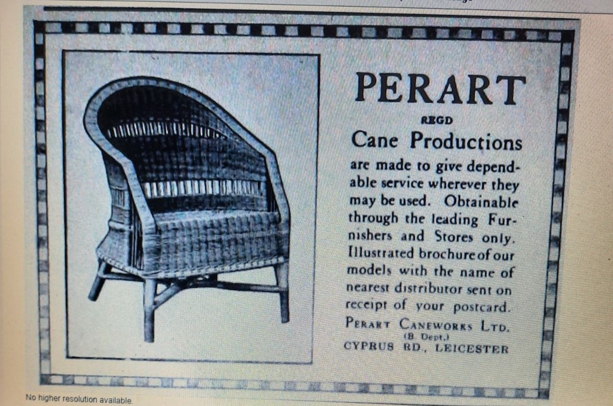 Antique Vintage Art Deco Era Cane Work Conservatory Chair By "Perart" Circa 1921 photo buy