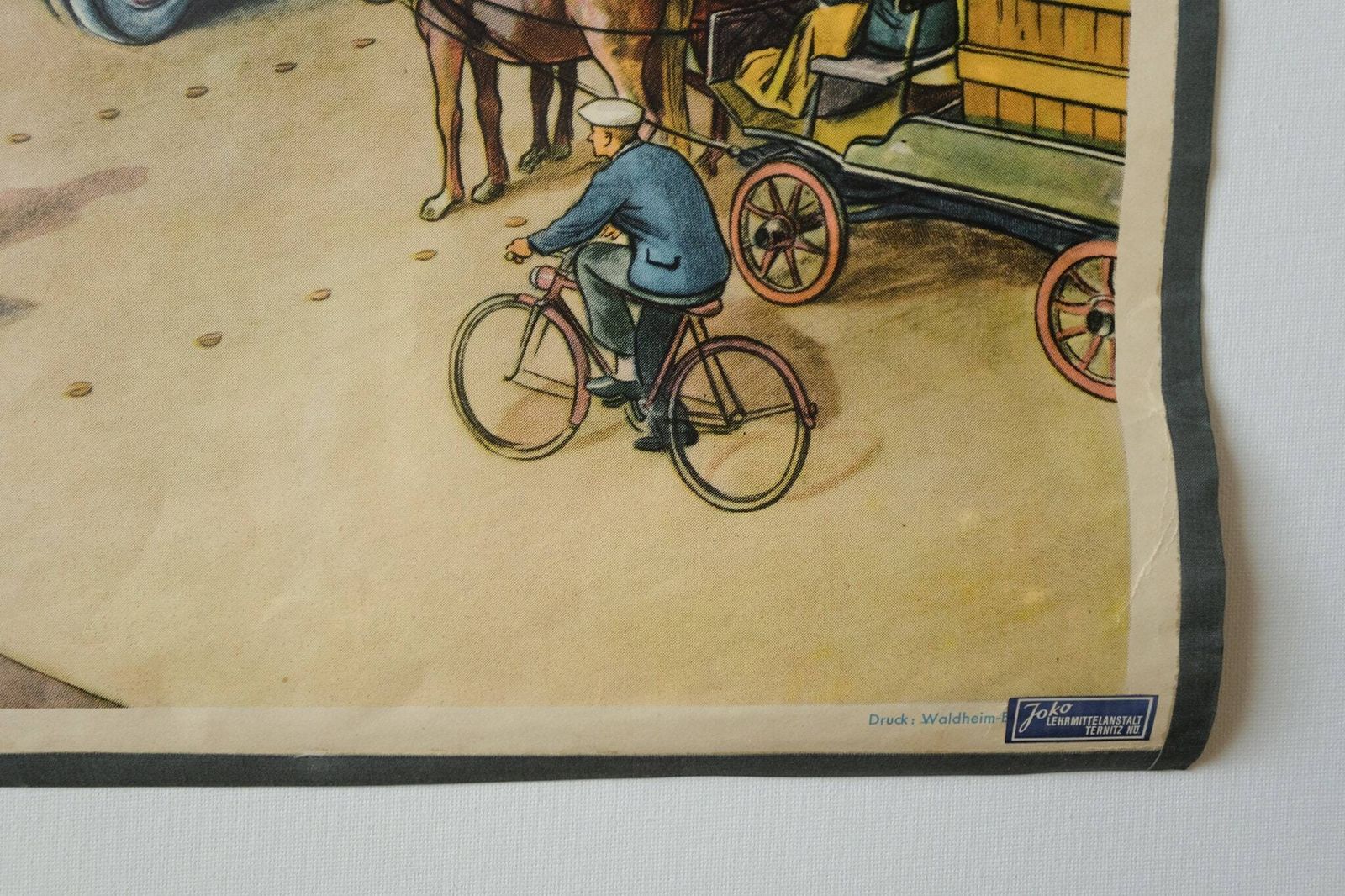 Original Vintage Mid Century German Educational School Everyday Scene Town Tram Rudolf Dirr Artist Decoration Interiors photo 151.0