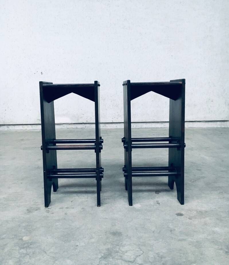 850.0 Arts & Crafts Handgemaakte Barkrukken, Set Van 2 – Frankrijk, Jaren 1920 photo