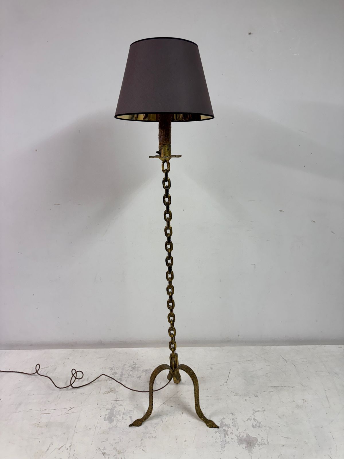 photo for sale Gilt Metal Chain Link Floor Lamp In The Style Of Franz West